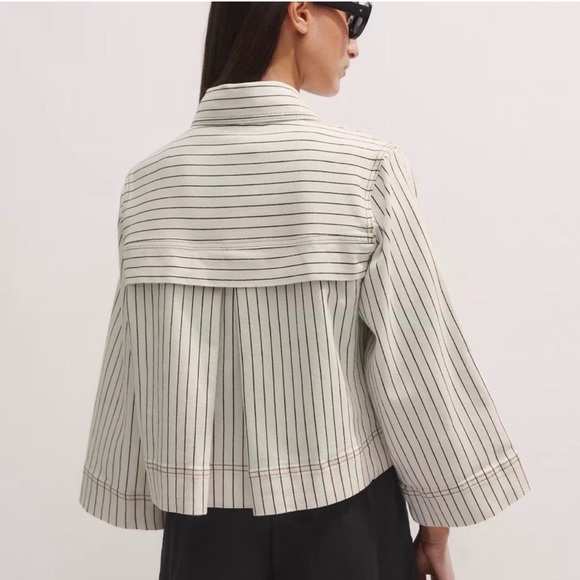 ME+EM Black and Cream Striped Italian Swing Jacket - Picture 2 of 6